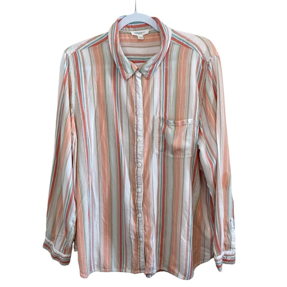 BeachLunchLounge - Pastel Stripe Flowy Button Down - SIze XL